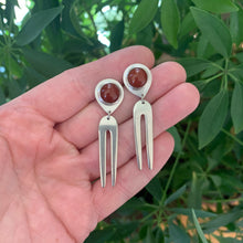Load image into Gallery viewer, Carnelian Double Fork Prong Earrings
