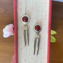 Load image into Gallery viewer, Carnelian Double Fork Prong Earrings
