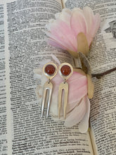 Load image into Gallery viewer, Carnelian Double Fork Prong Earrings
