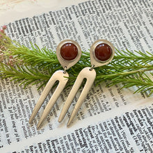 Load image into Gallery viewer, Carnelian Double Fork Prong Earrings
