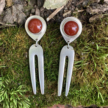 Load image into Gallery viewer, Carnelian Double Fork Prong Earrings
